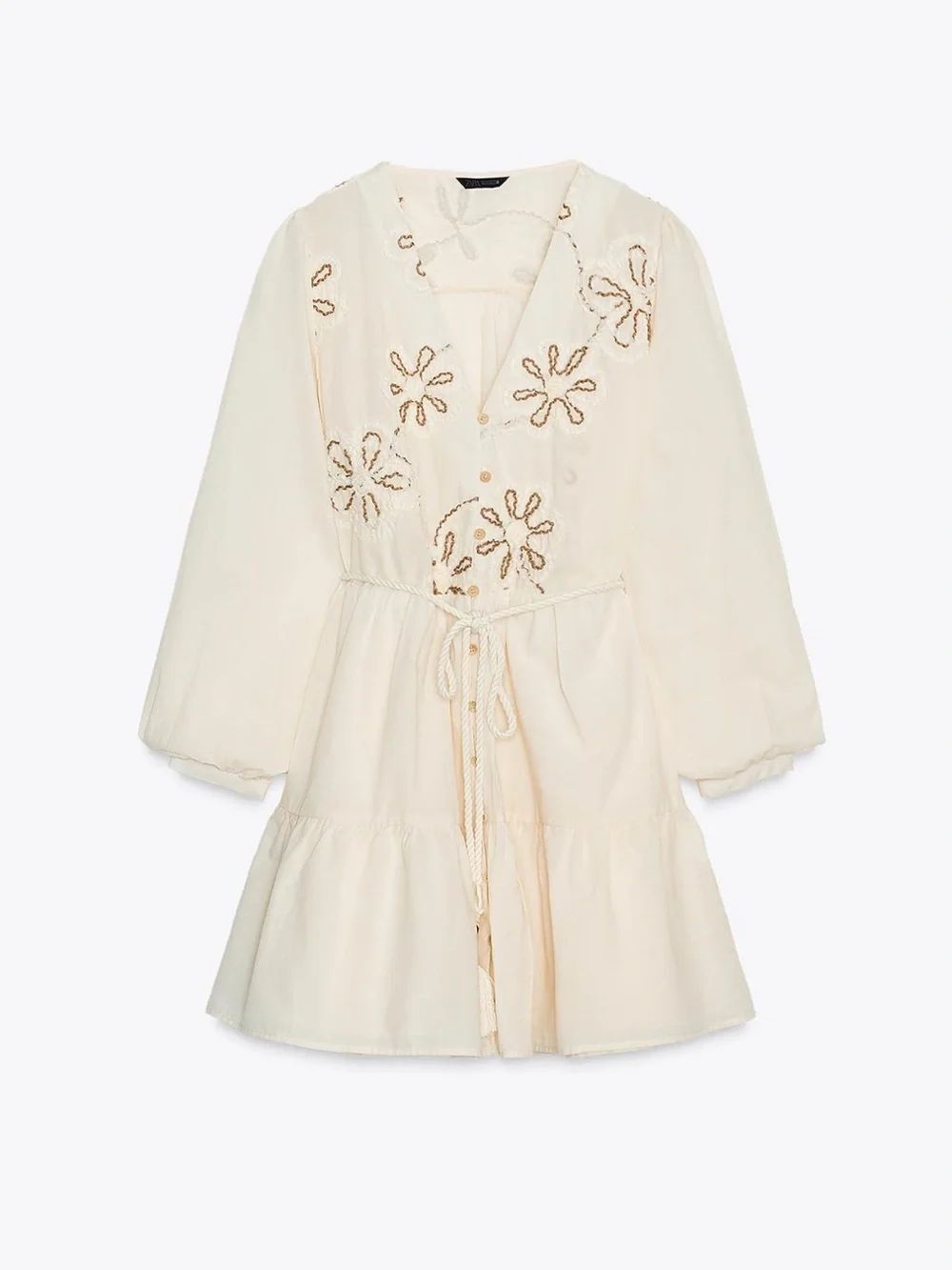 Zara  Embroidered Textured Dress